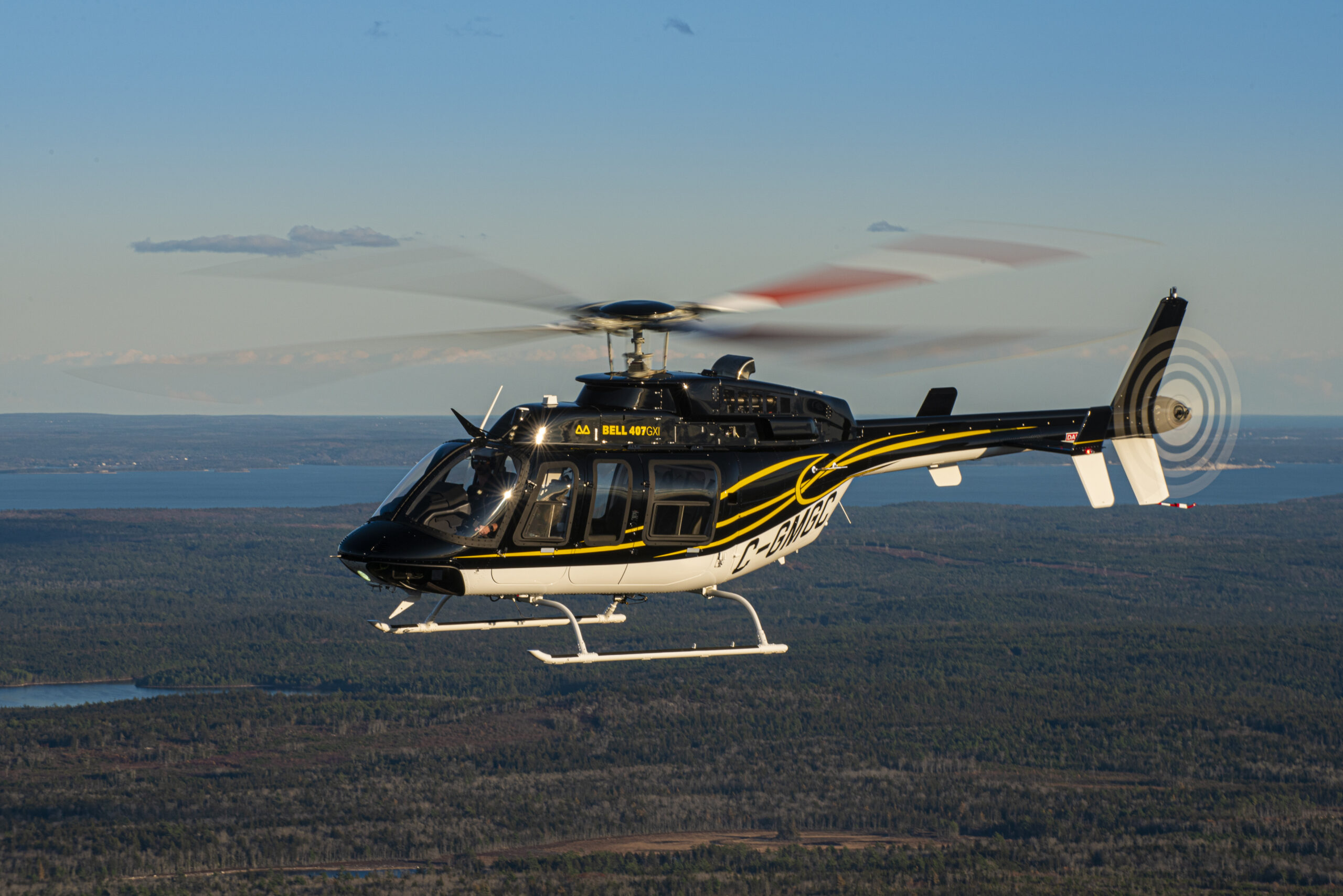 GPMS next-gen HUMS Customer Profile, Municipal Group's Bell 407GXi in flight.